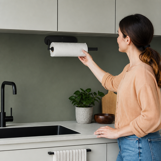 Modern Stainless Steel Roll Holder – Drill-Free Mount for Versatile Use