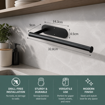 Modern Stainless Steel Roll Holder – Drill-Free Mount for Versatile Use