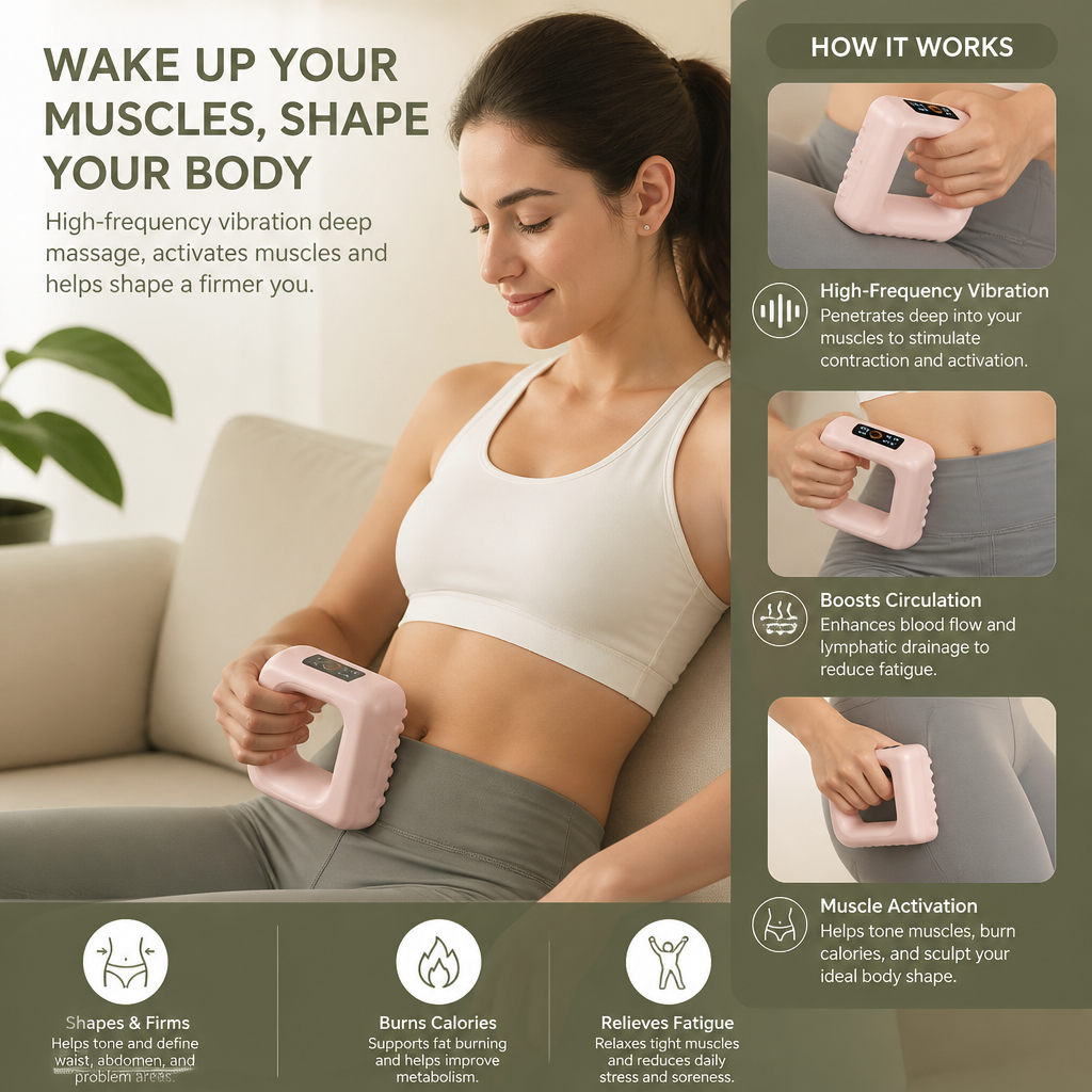 Fascia Massage Device – Vibrating Muscle Activation and Body Shaping Device for Abdomen, Waist and Full Body