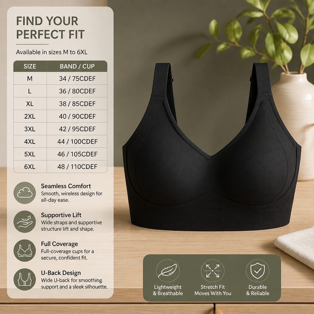 Seamless Full-Coverage Bra – Supportive Lift for Plus Sizes