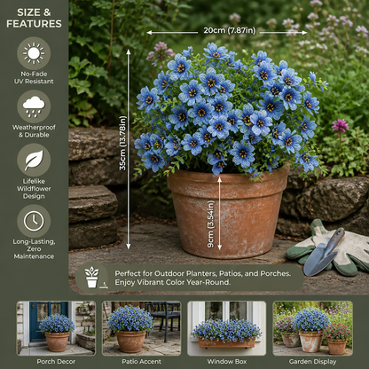 EverBloom No-Fade Artificial Wildflower Bouquet for Outdoor Planters