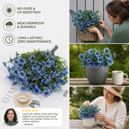 EverBloom No-Fade Artificial Wildflower Bouquet for Outdoor Planters