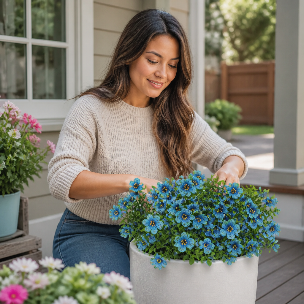 EverBloom No-Fade Artificial Wildflower Bouquet for Outdoor Planters