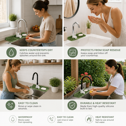 Silicone Faucet Splash Guard – Drip Mat for Sink & Basin