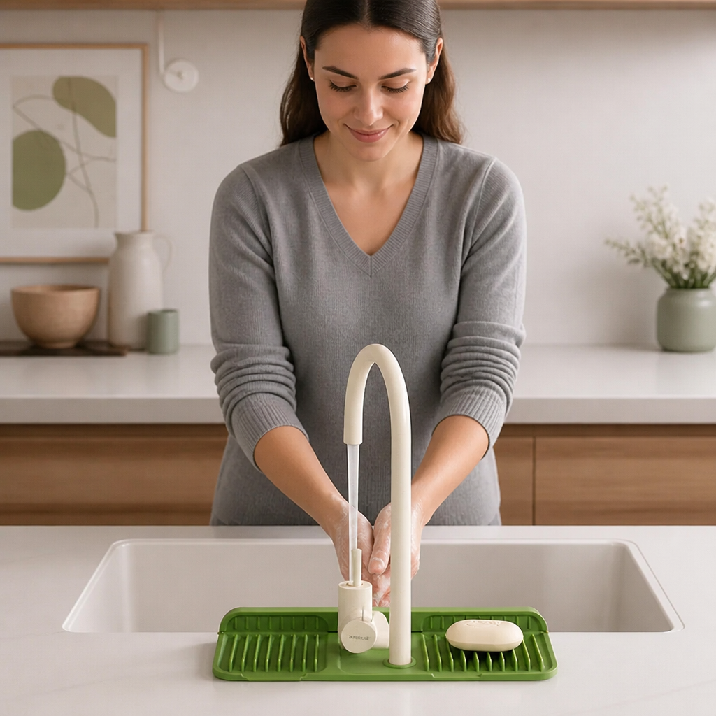 Silicone Faucet Splash Guard – Drip Mat for Sink & Basin