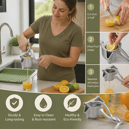 Aluminum Hand Juicer – Manual Press for Fruits & More