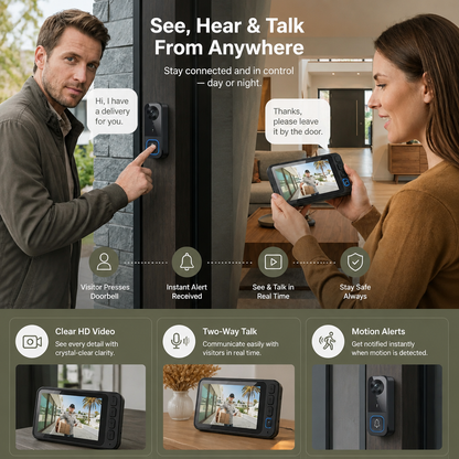 Wireless Smart Video Doorbell Camera – HD Security with Two-Way Talk & Motion Alerts