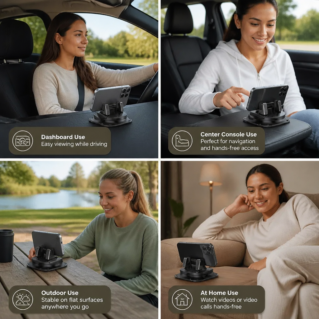 Car Phone Holder – Non-Slip Smartphone Mount for Dashboard & Center Console