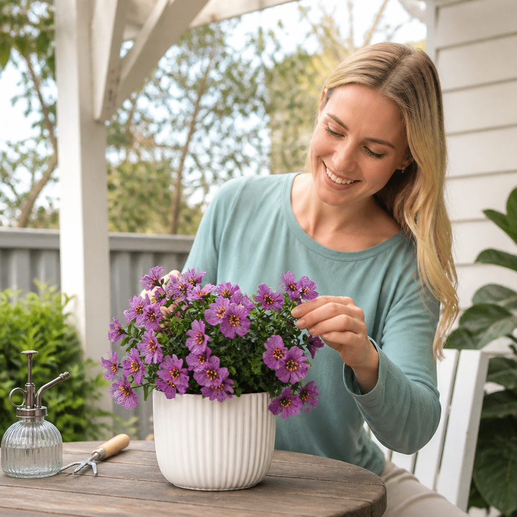 EverBloom No-Fade Artificial Wildflower Bouquet for Outdoor Planters