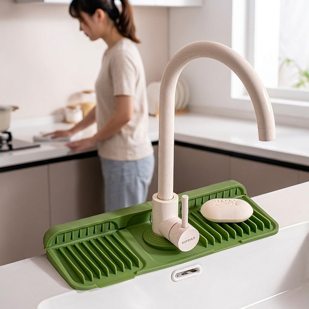 Silicone Faucet Splash Guard – Drip Mat for Sink & Basin