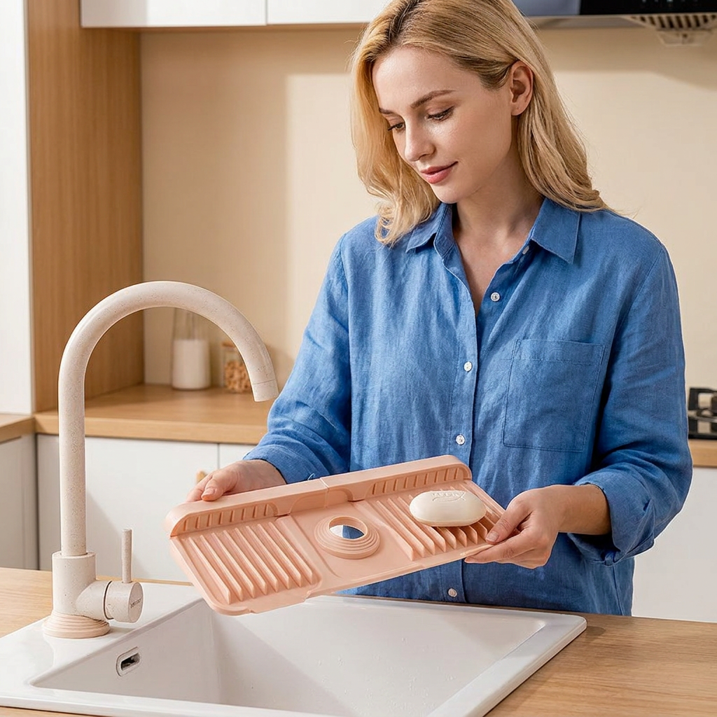 Silicone Faucet Splash Guard – Drip Mat for Sink & Basin