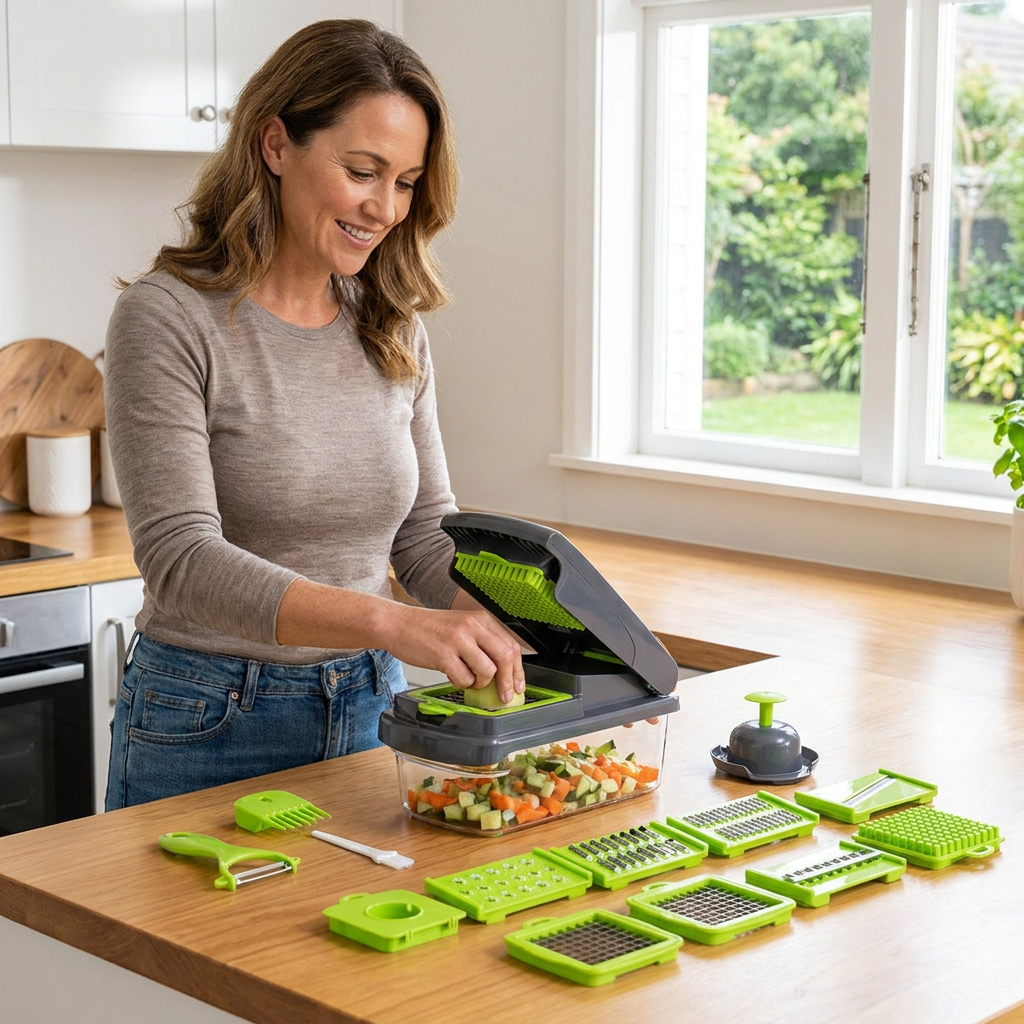 15-in-1 multifunction fruit & vegetable slicer – chop, dice & shred