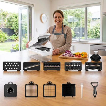 15-in-1 multifunction fruit & vegetable slicer – chop, dice & shred