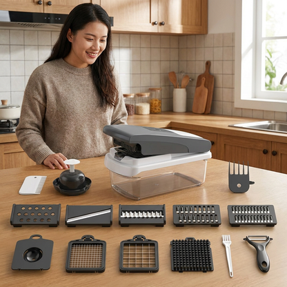 15-in-1 multifunction fruit & vegetable slicer – chop, dice & shred