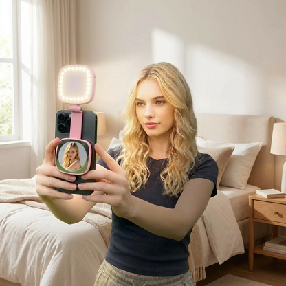 Magnetic LED Selfie & Beauty Light for Smartphones – Foldable, Portable with Mirror