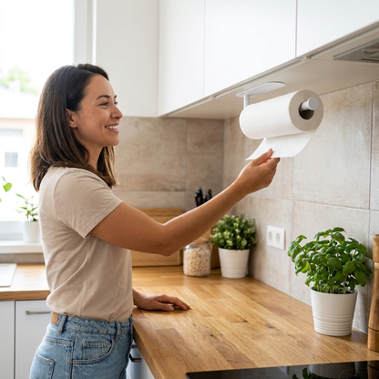 Modern Stainless Steel Roll Holder – Drill-Free Mount for Versatile Use