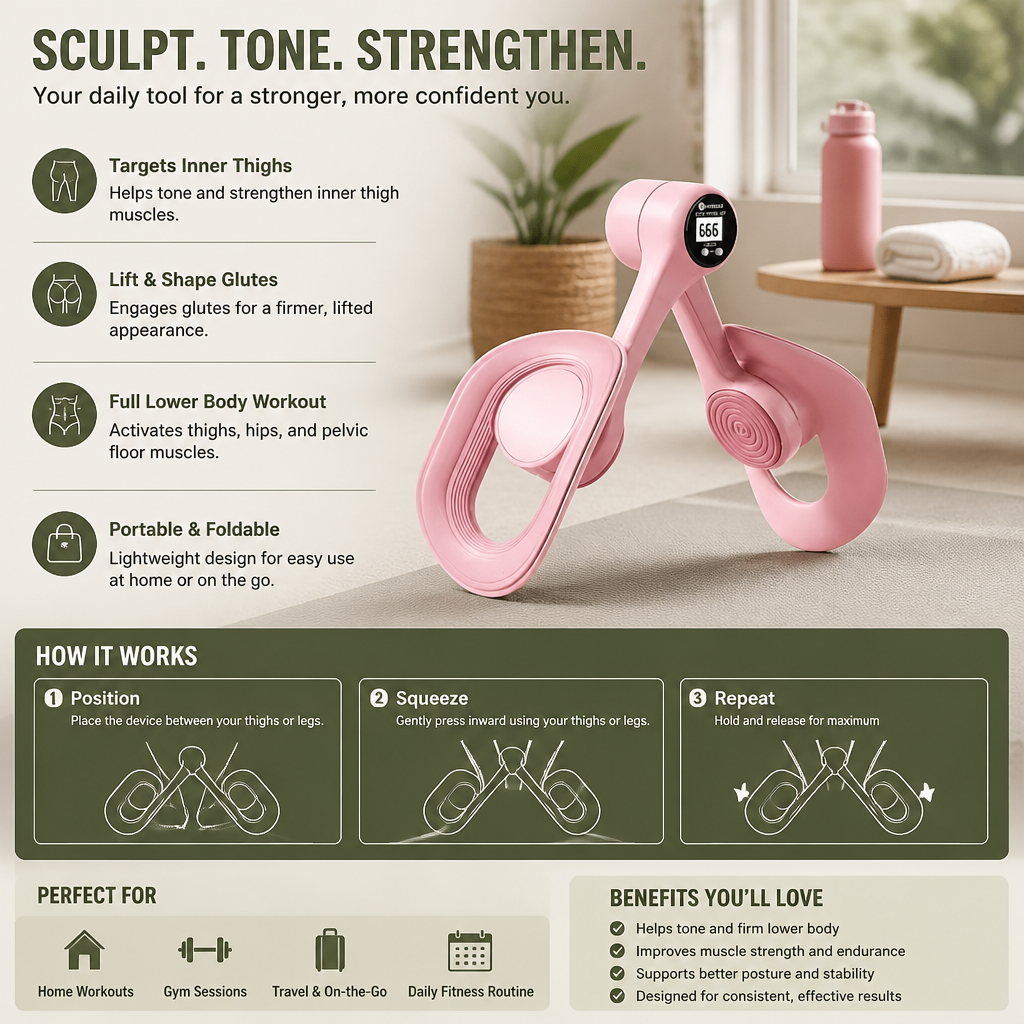 Adjustable Thigh & Glute Trainer – Foldable Resistance Fitness Equipment