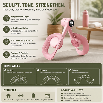 Adjustable Thigh & Glute Trainer – Foldable Resistance Fitness Equipment