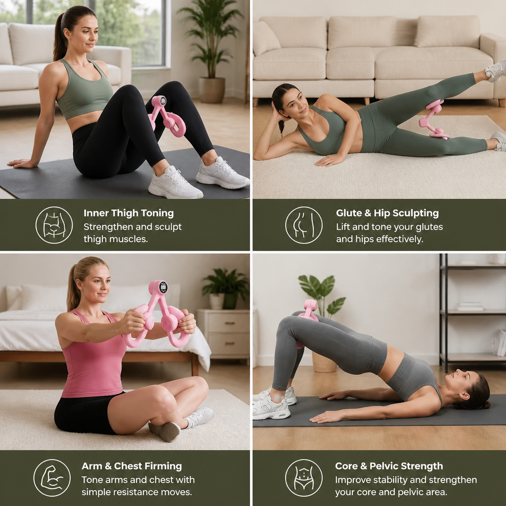 Adjustable Thigh & Glute Trainer – Foldable Resistance Fitness Equipment