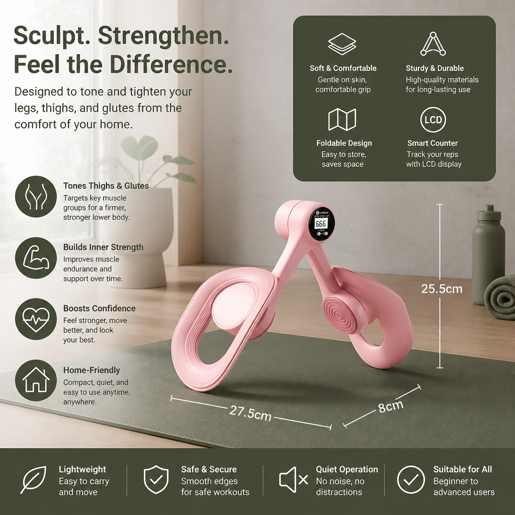 Adjustable Thigh & Glute Trainer – Foldable Resistance Fitness Equipment