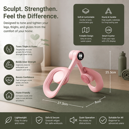 Adjustable Thigh & Glute Trainer – Foldable Resistance Fitness Equipment
