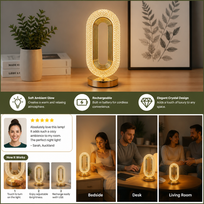Rechargeable Crystal LED Table Lamp – Elegant Ambient Night Light