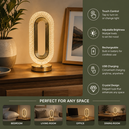 Rechargeable Crystal LED Table Lamp – Elegant Ambient Night Light