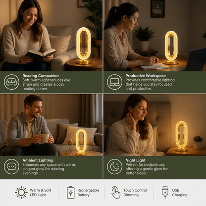 Rechargeable Crystal LED Table Lamp – Elegant Ambient Night Light
