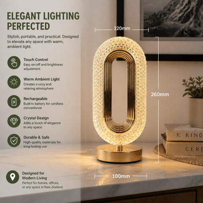 Rechargeable Crystal LED Table Lamp – Elegant Ambient Night Light