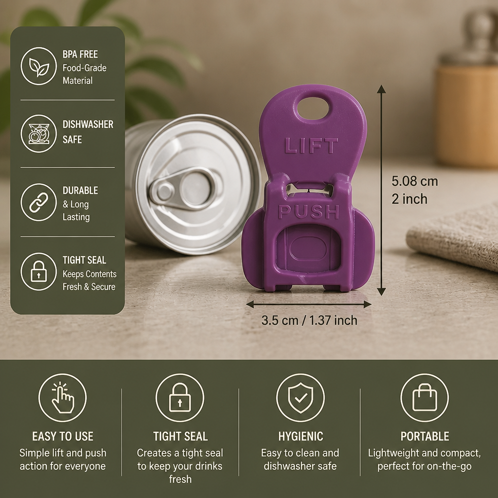 Compact Can Opener – Effortless Opening with a Reliable and Dustproof Seal