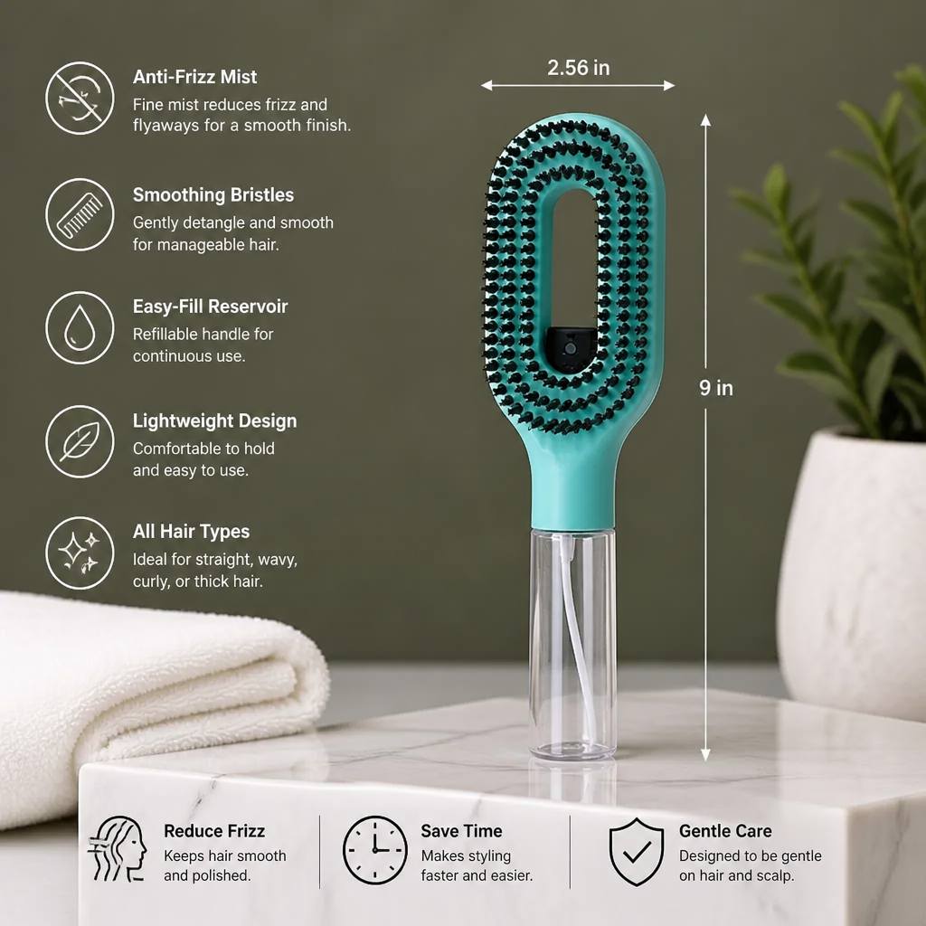 Anti-Frizz Spray Hair Brush – Smooths Flyaways and Makes Hairstyling Easier