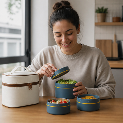 3-Piece Lunch Box Set – Insulated, Leak-Proof & Practical for On-the-Go