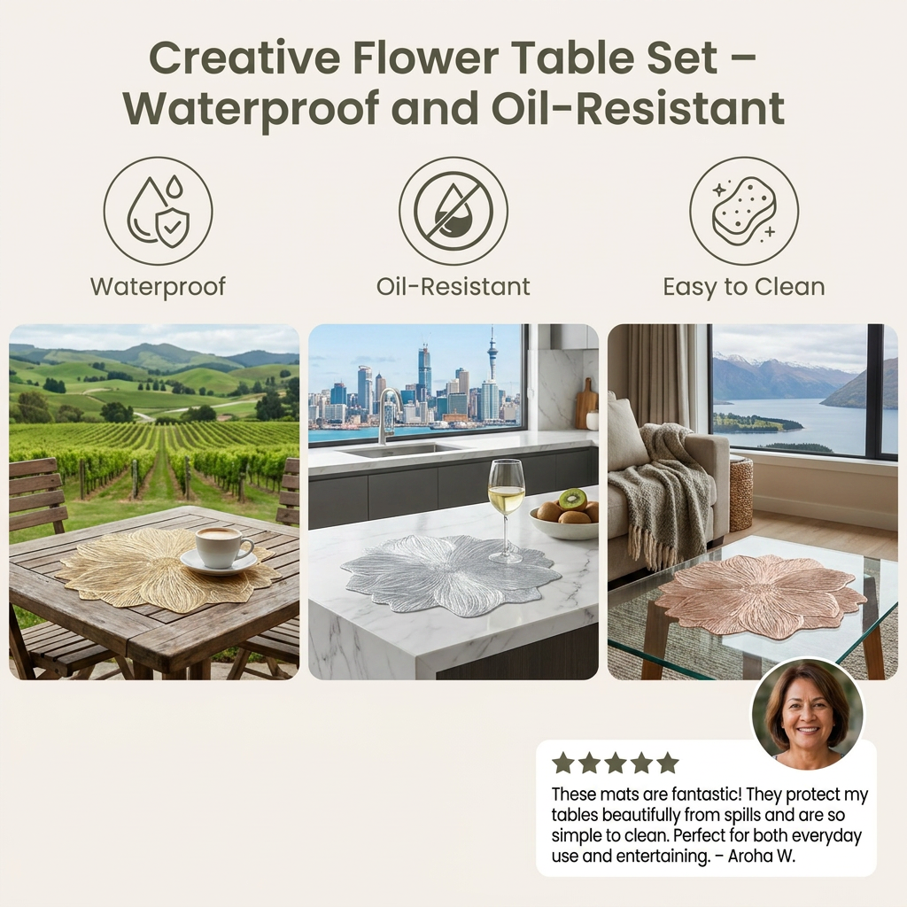 Creative Flower Table Set – Waterproof and Oil-Resistant