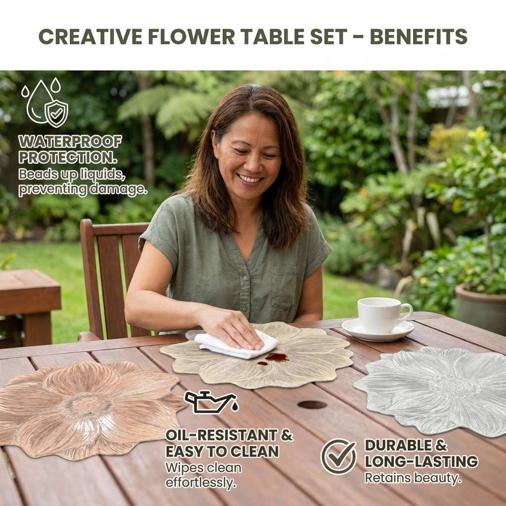 Creative Flower Table Set – Waterproof and Oil-Resistant
