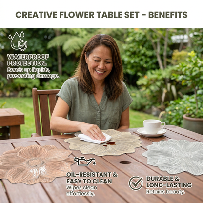 Creative Flower Table Set – Waterproof and Oil-Resistant