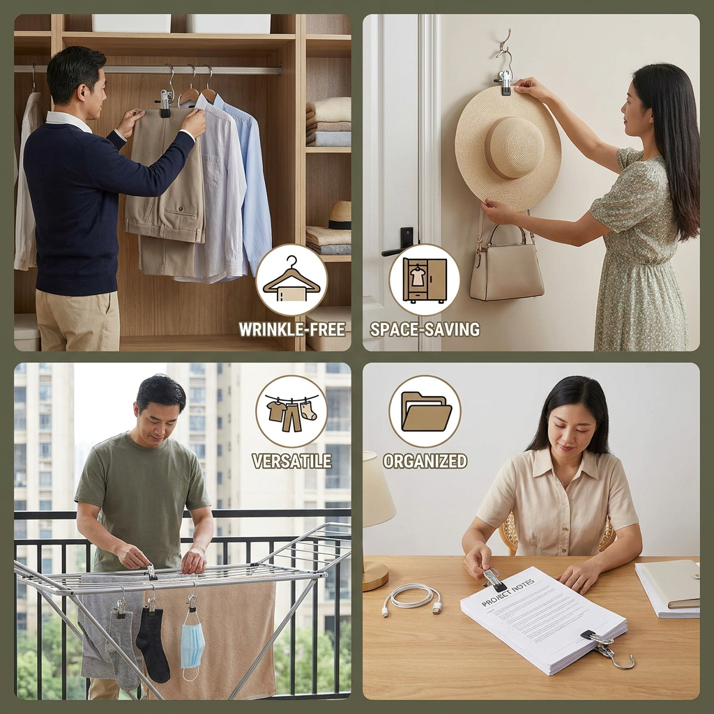 Multifunctional Pants Hangers – Space-Saving Clothing Clips