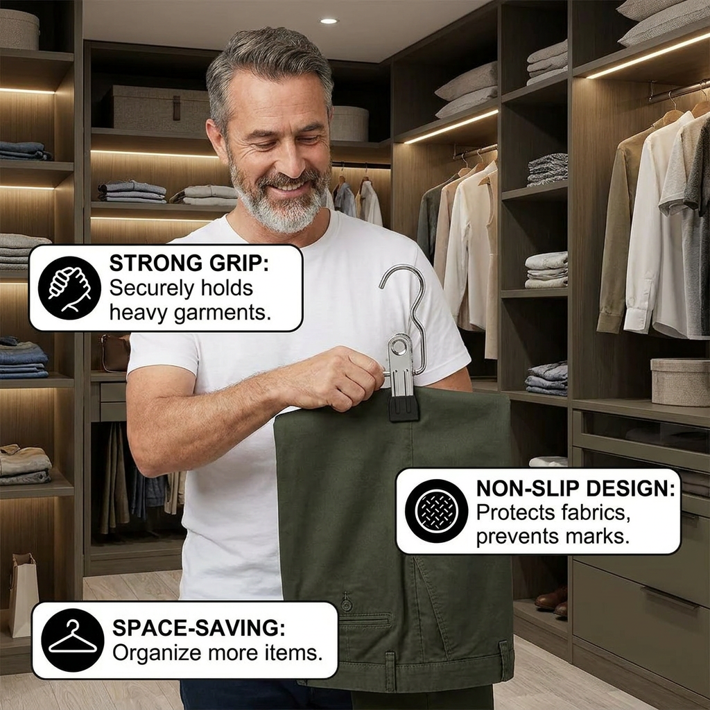 Multifunctional Pants Hangers – Space-Saving Clothing Clips