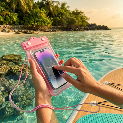 Waterproof Phone Pouch – Clear Touchscreen Case with Lanyard for Beach & Swimming