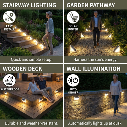 Solar LED Step Lights – IP67 Waterproof Stair & Pathway Lighting