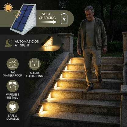 Solar LED Step Lights – IP67 Waterproof Stair & Pathway Lighting