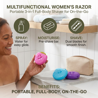 Multifunctional Women’s Razor – Portable 3-in-1 Full-Body Shaver for On-the-Go