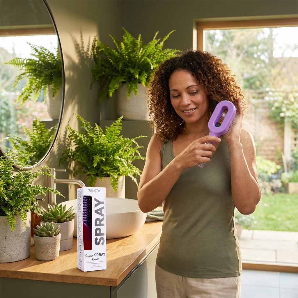 Anti-Frizz Spray Hair Brush – Smooths Flyaways and Makes Hairstyling Easier