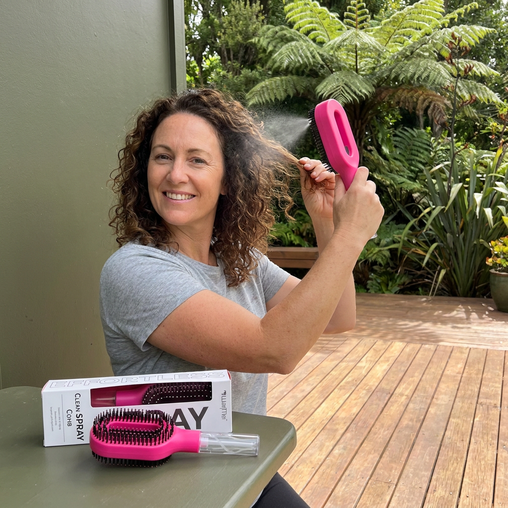 Anti-Frizz Spray Hair Brush – Smooths Flyaways and Makes Hairstyling Easier