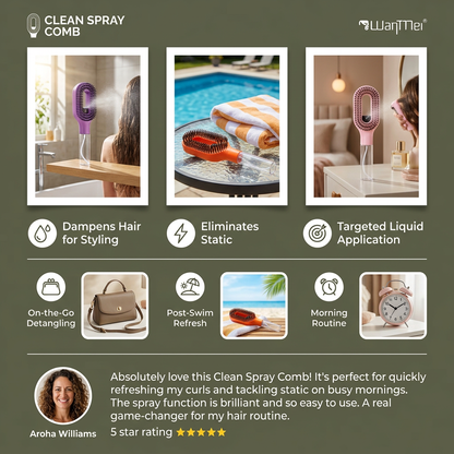 Anti-Frizz Spray Hair Brush – Smooths Flyaways and Makes Hairstyling Easier
