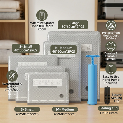 Travel Vacuum Storage Bag Set with Rechargeable Air Pump