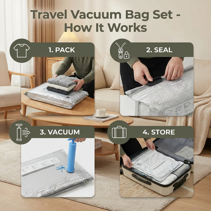 Travel Vacuum Storage Bag Set with Rechargeable Air Pump
