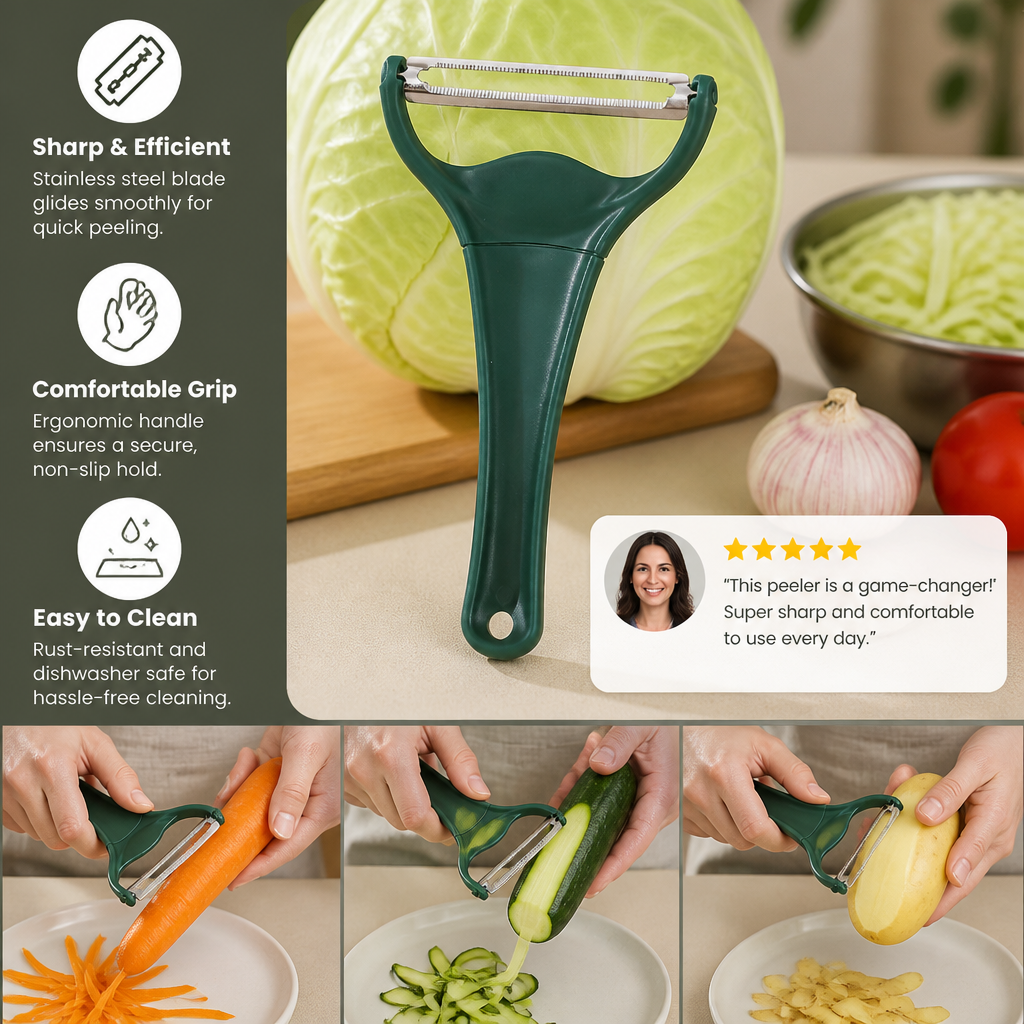 Stainless Steel Wide Vegetable Peeler & Slicer