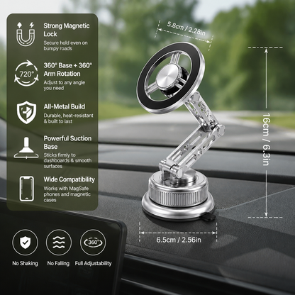 Ultra-Strong Suction Durable Full-Metal Magnetic Car Phone Mount