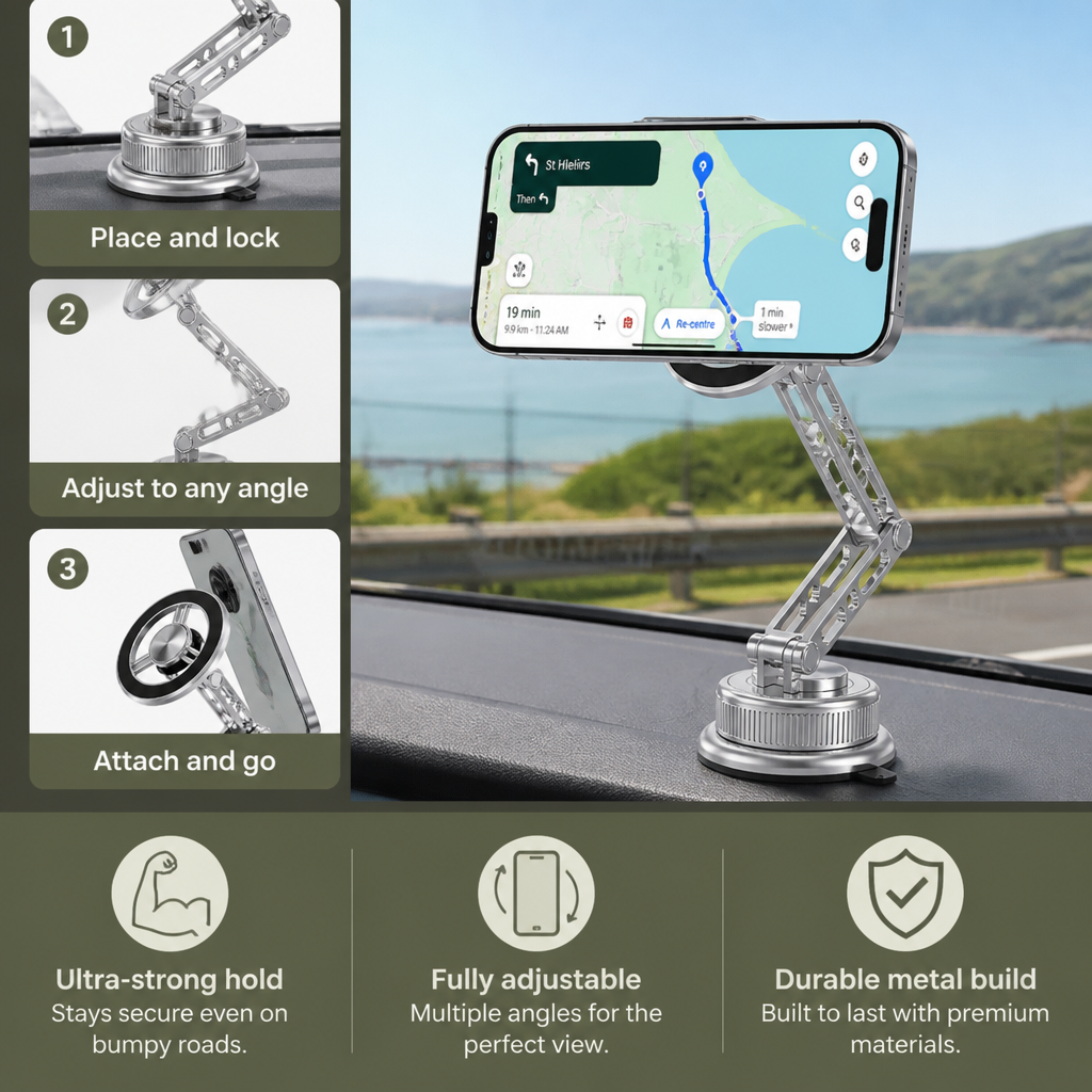 Ultra-Strong Suction Durable Full-Metal Magnetic Car Phone Mount
