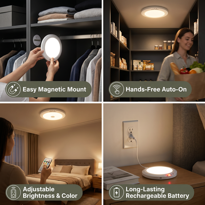Dimmable rechargeable ceiling light with motion sensor – magnetic & wireless